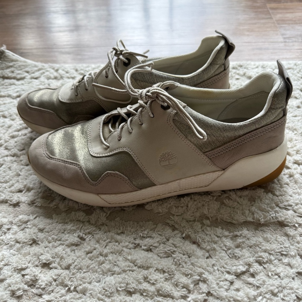 Timberland Beige and Gold Sneakers